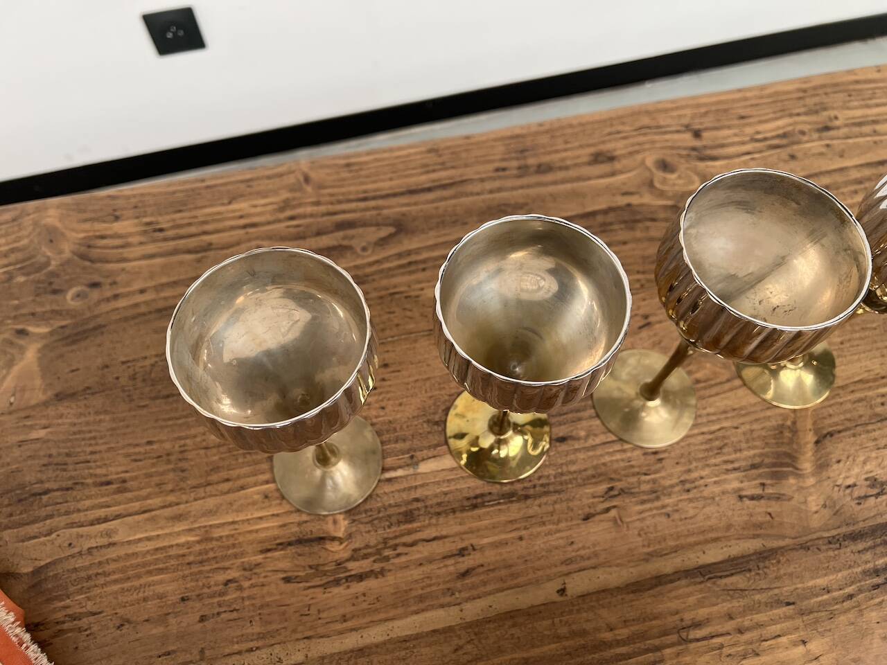 9 old glasses in silver metal and brass