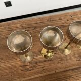 9 verres ancien en métal argenté et laiton