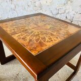 Pull-out tables in teak and ceramic, scandinavian, 60s