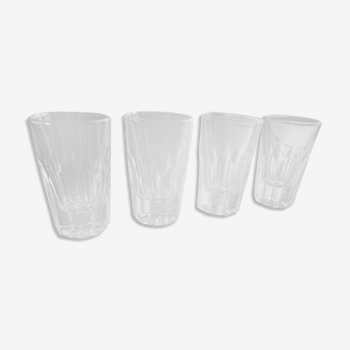 Set of 4 small vintage liqueur or schnapp glasses in molded glass