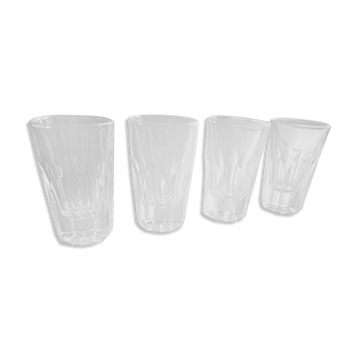 Set of 4 small vintage liqueur or schnapps glasses in molded glass