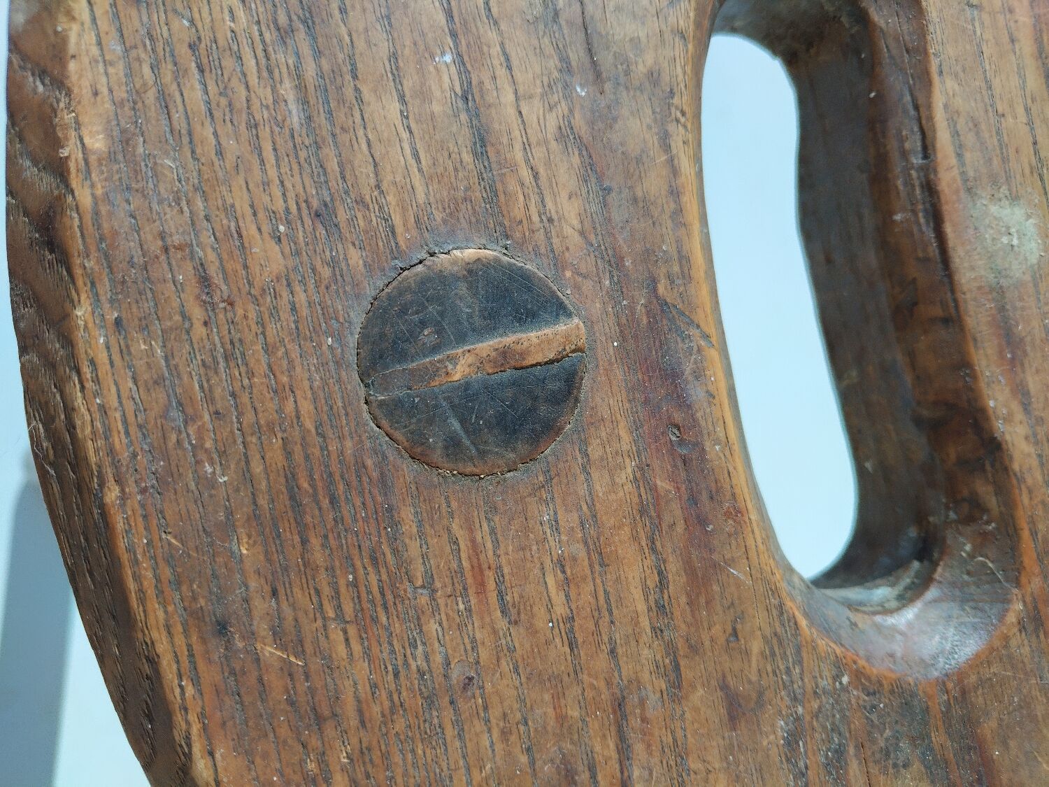 Antique tripod milking stool – folk art – patinated solid wood