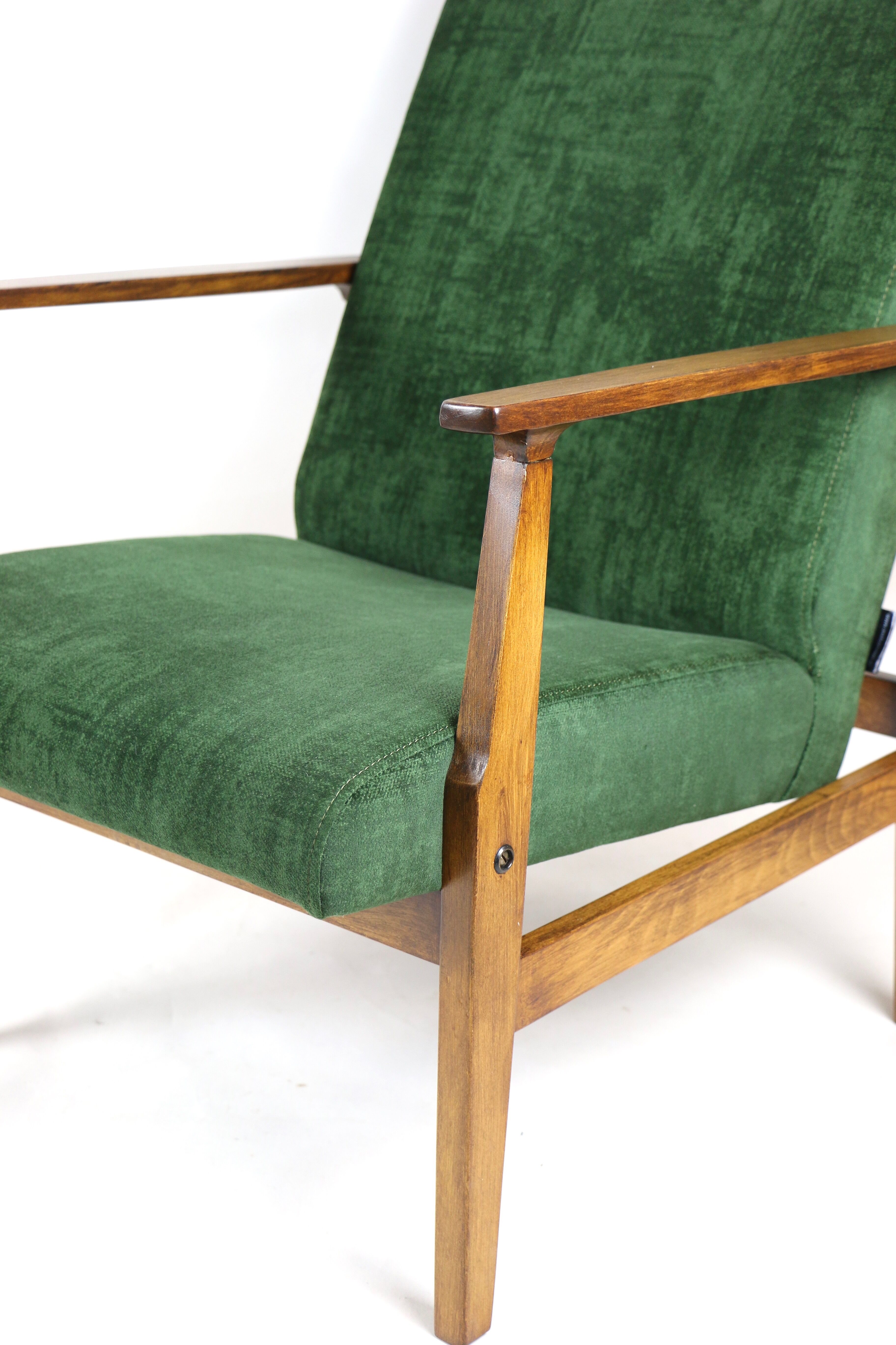Vintage green velvet lounge chair, 1970s
