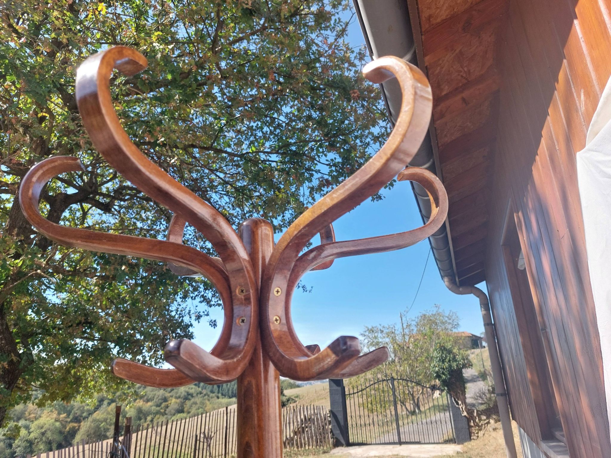 wooden parrot coat rack, bistro, vintage