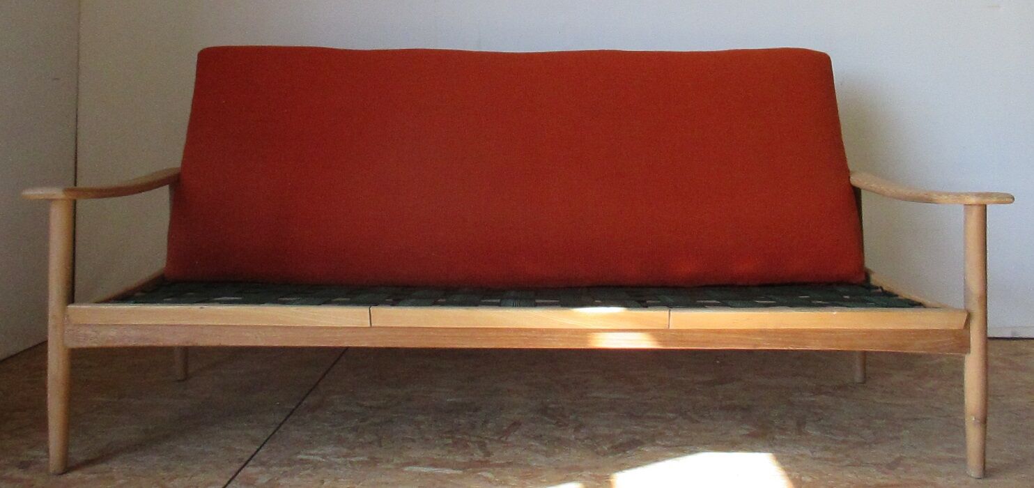 Scandinavian orange wool sofa