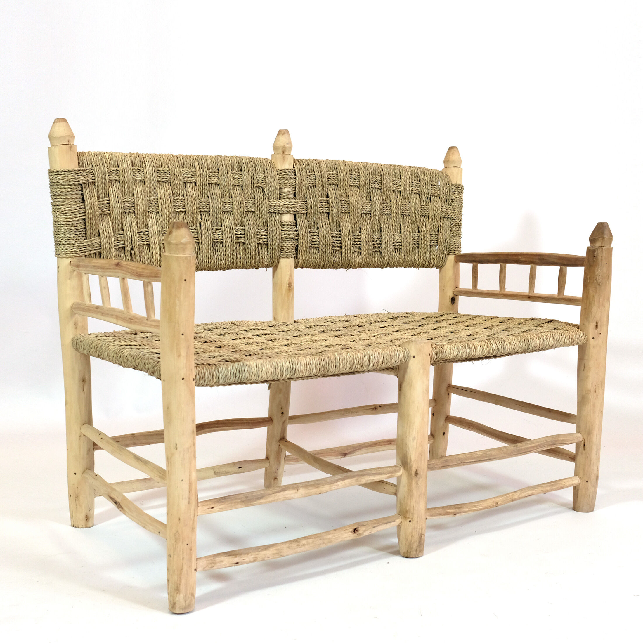 Moroccan bench in wood and rope