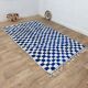 Tapis berbère marocain à motif damier bleu et écru – 250 x 147 cm