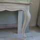 Louis XV style console in pearl gray patinated oak, patinated inlaid top.
