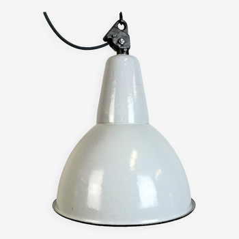 Lampe d'usine industrielle en émail gris avec plateau en fonte, 1960s