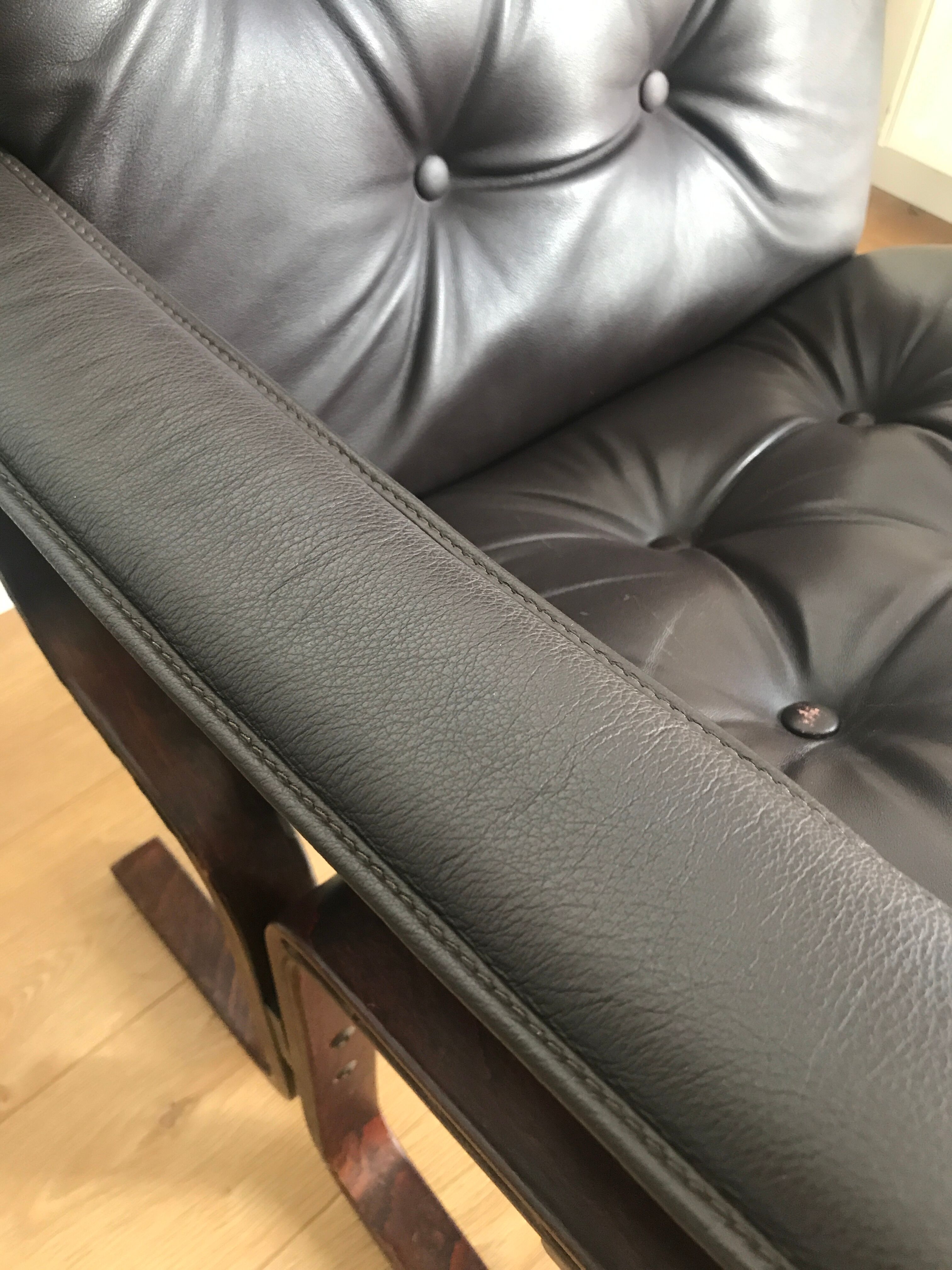 Armchair siesta brown leather by ingmar relling for westnofa