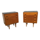 Pair 2pcs Vintage NOVY DOMOV Frantisek Mezulanik Side Table Bedside Drawer Glass 60s.