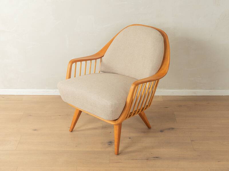 1950s armchair by Wilhelm Knoll, cherry wood, beige upholstery