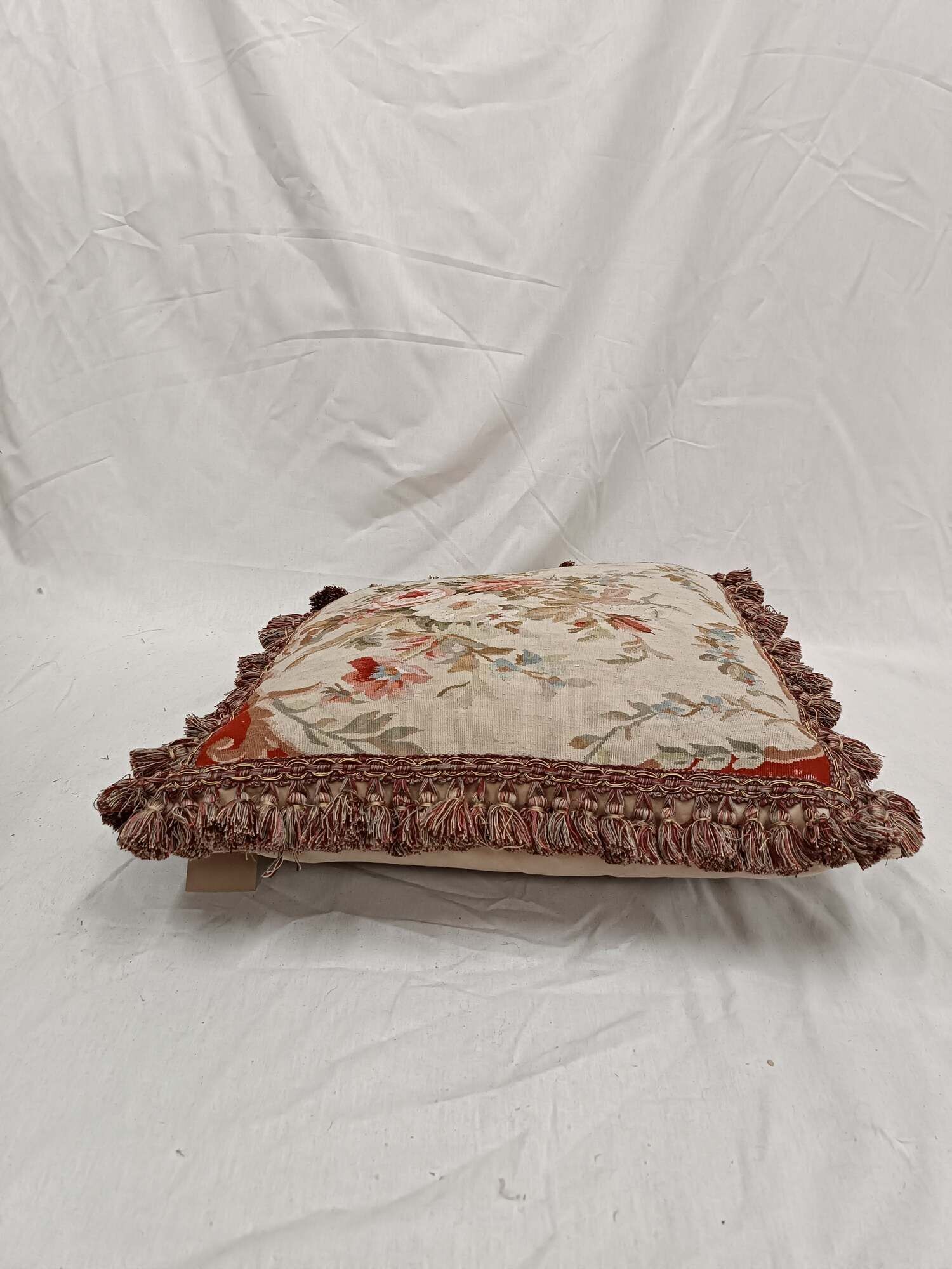 French Style Cushion Cover Handwoven Aubusson Tapestry Floral Rose Bouquet