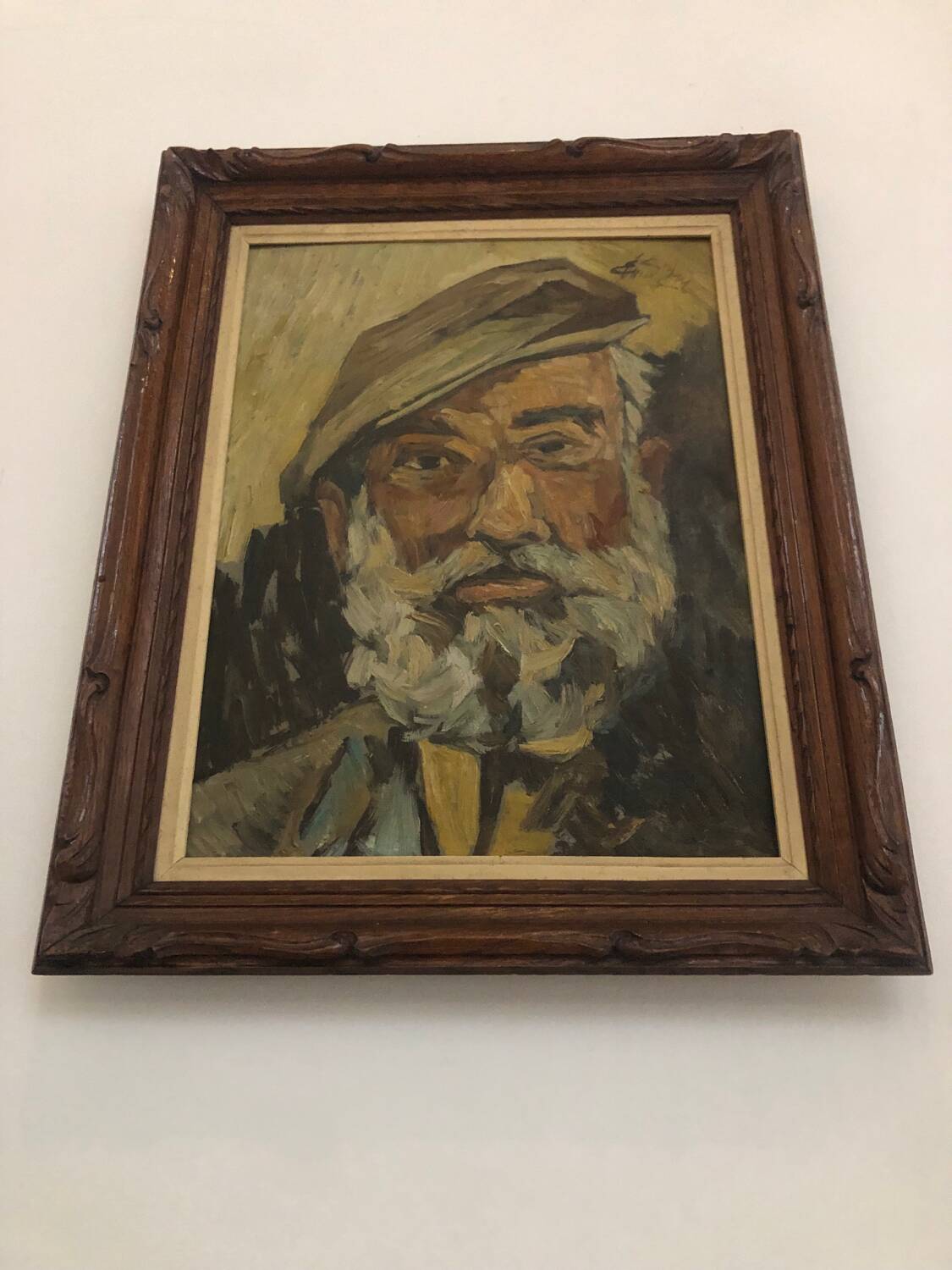Oil on panel portrait of an old bearded man