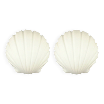 Pair of Vintage Shell-Shaped Opaline Glass Wall Lamps from Limburg, 1970s
