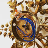 Gilded Italian Hollywood Regency metal wall lamp or flush light by Hans Kögl