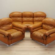 Orange leather sofa, Space Age design, 1960s, production: Italy