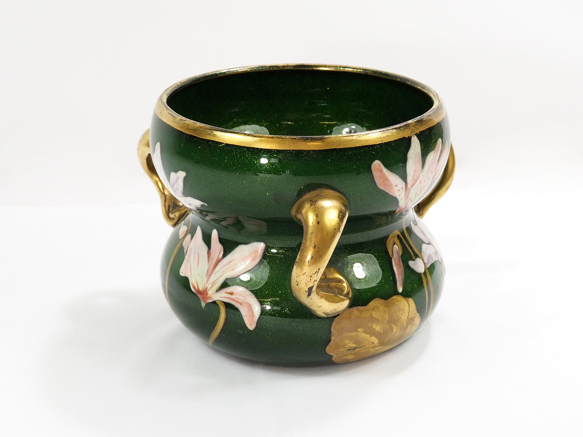 Art Nouveau Vase in Enamelled Aventurine Glass -Around 1900