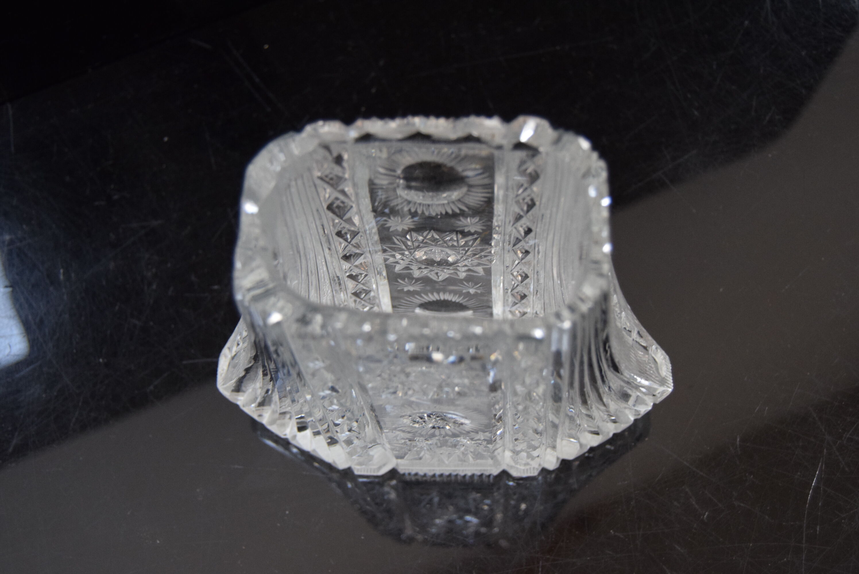 Vase,cut crystal glass,bohemia in the 1960's.