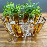 Vintage two-tone amber and clear glass salad bowl