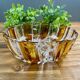 Vintage two-tone amber and clear glass salad bowl