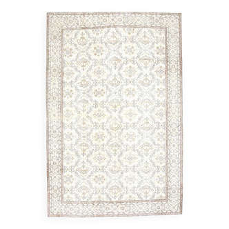 Vintage All-Over Floral Beige & Brown Turkish Rug, 212x317Cm
