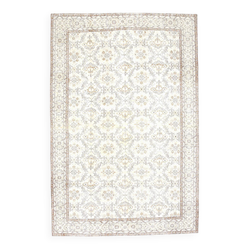 Vintage All-Over Floral Beige & Brown Turkish Rug, 212x317Cm