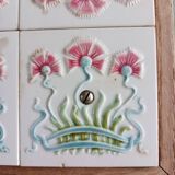 Antique earthenware and wood trivet