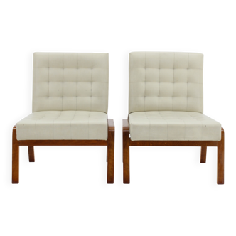 1970s Ludvik Volak Pair of Side Chairs by Drevopodnik Holesov , Czechoslovakia