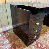 Bureau laqué noir de style Art Déco et sa chaise