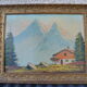 Peinture ancienne 19 ème siècle paysage de montagne