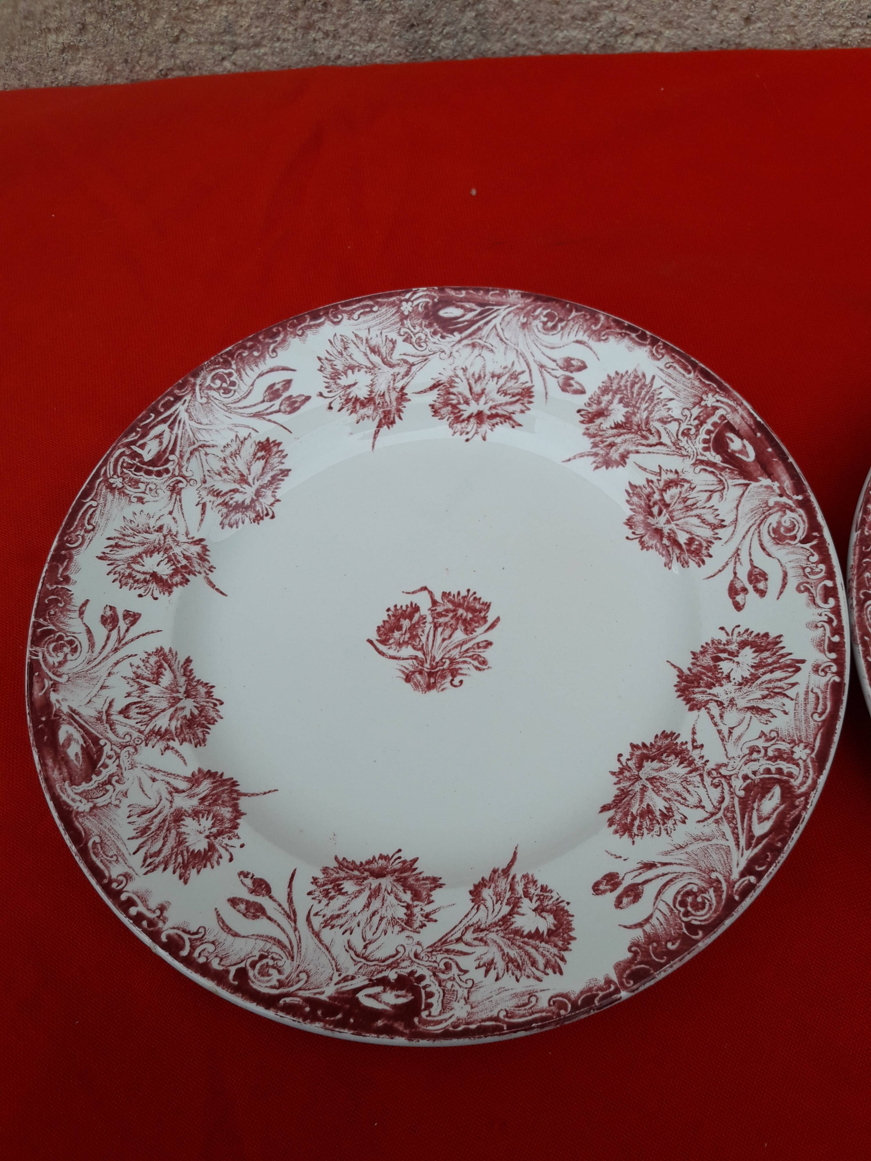 2 earthenware plates sté amandinoise terre de fer model eyelets diam 23 cm