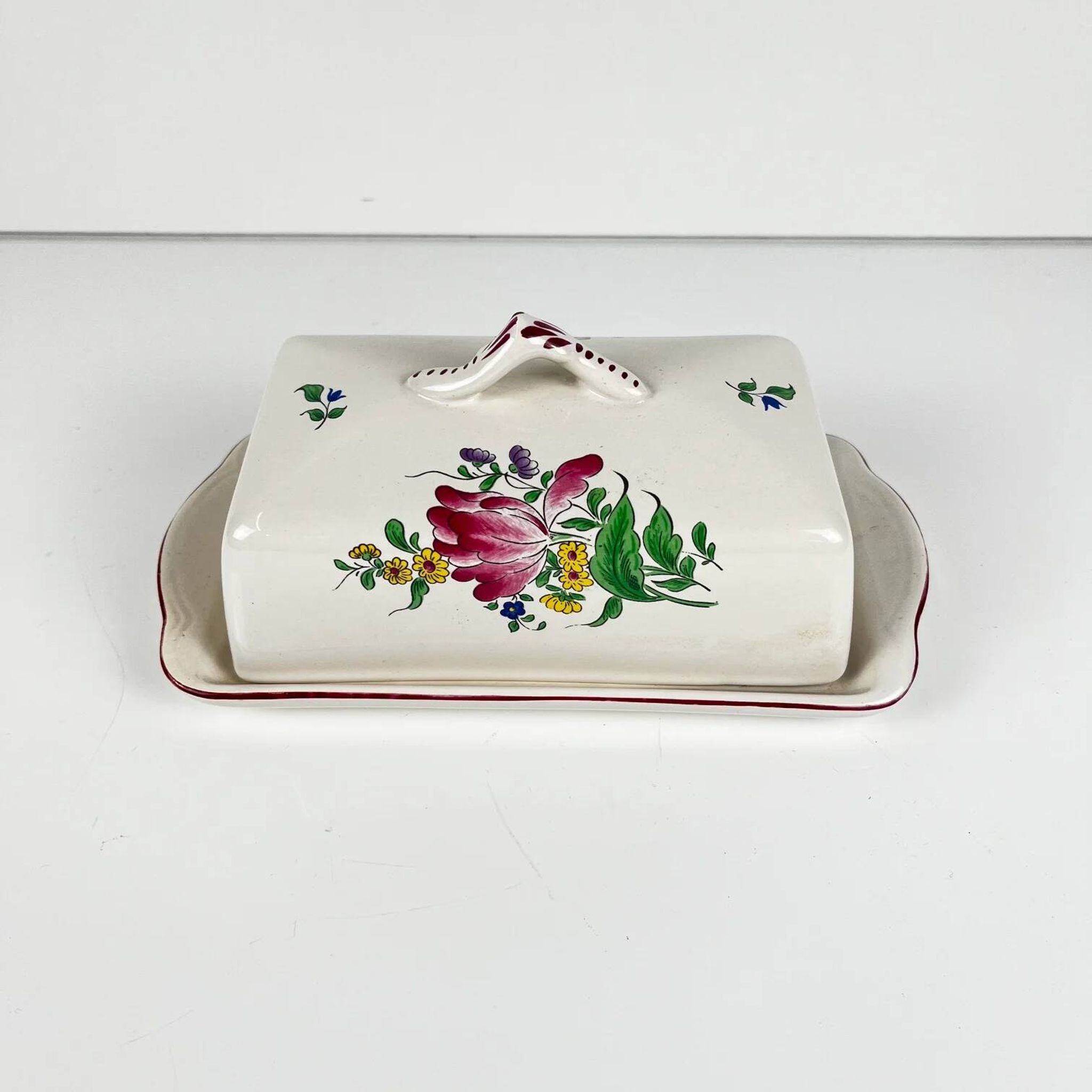 Butter dish KG Lunéville model Réverbère, earthenware