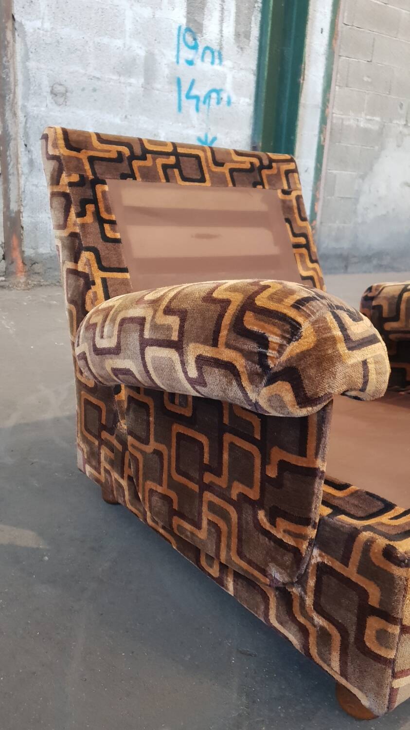 Paire de fauteuils en velours, 1970