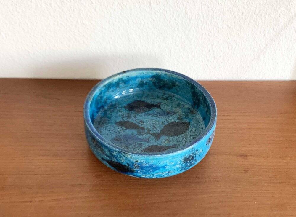 Fish pottery bowl by Aldo Londi for Bitossi, Italy, 1960s.