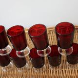 9 Luminarc red liquor glasses