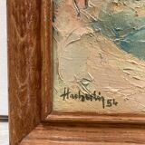 Oil on framed cardboard