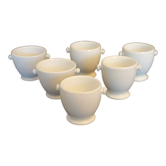 6 anciens pots à crème en porcelaine