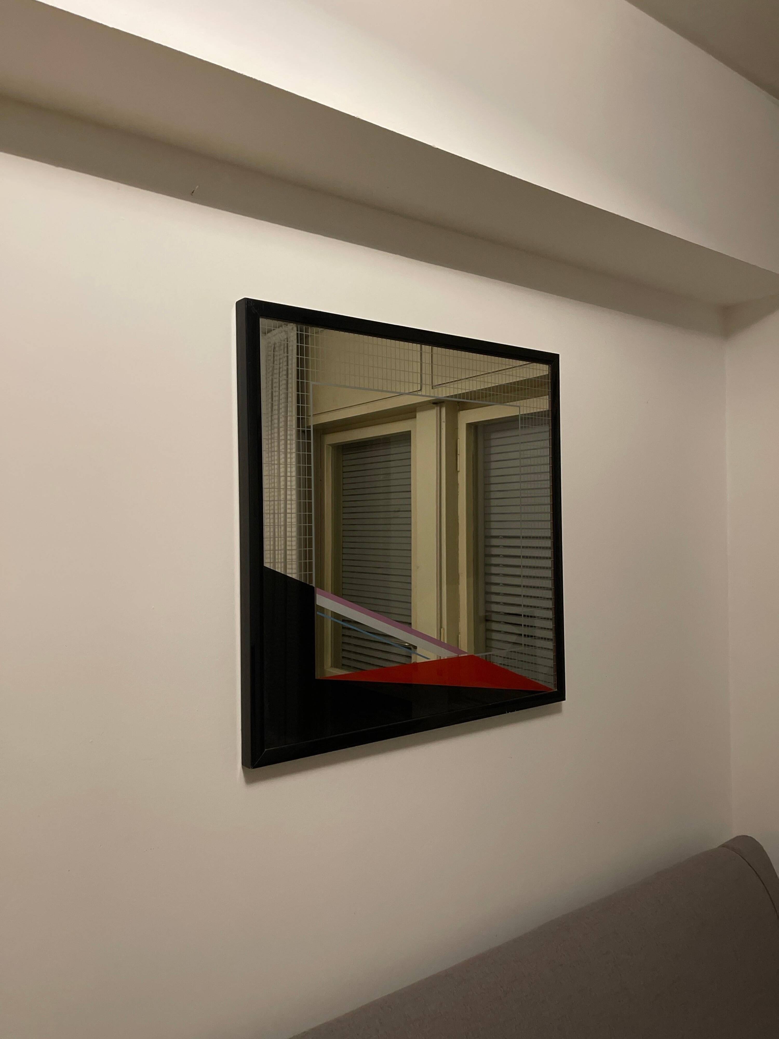 Eugenio Carmi Art Mirror, Memphis Style, Italian Collectible Design 70's