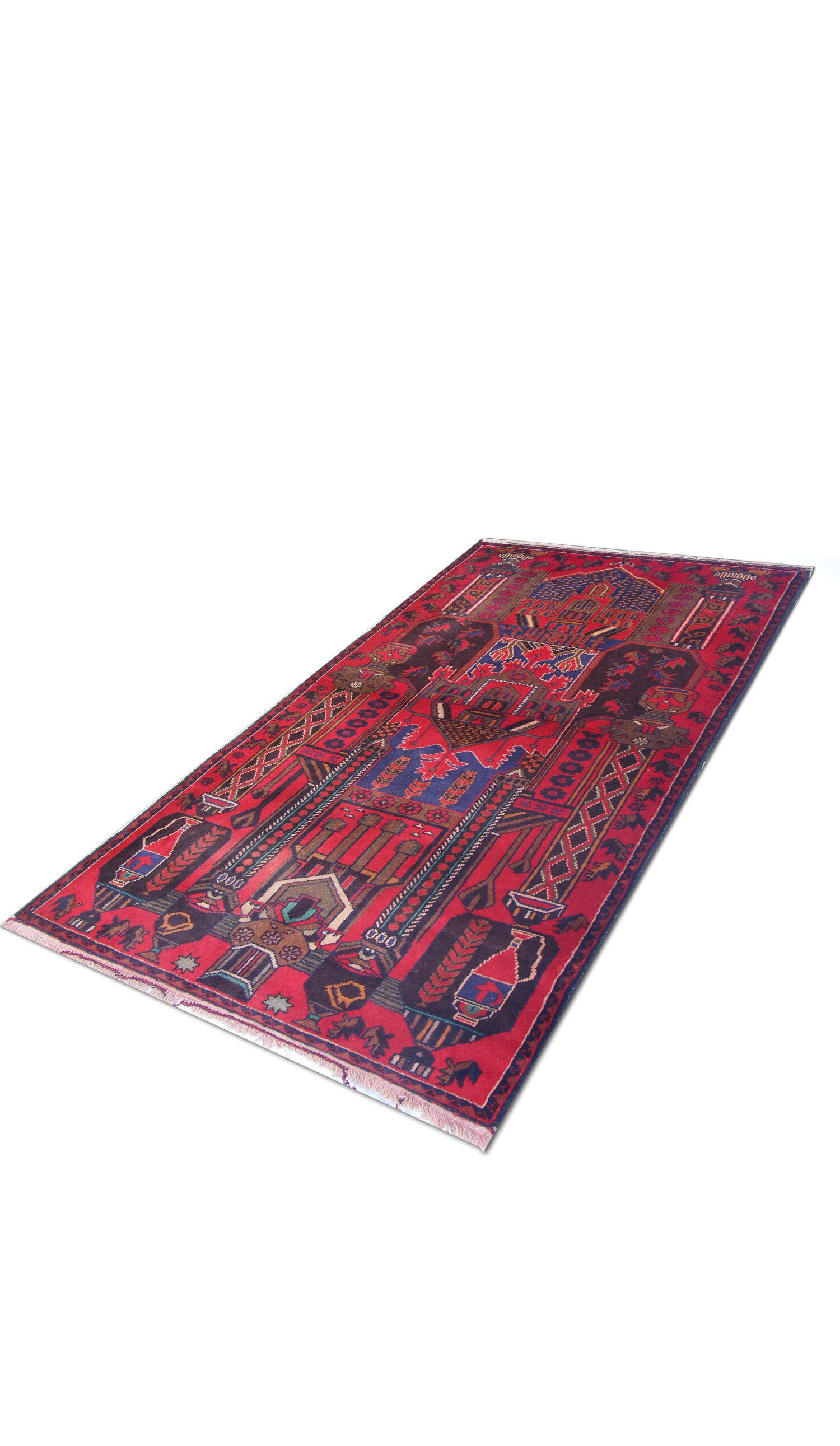 Tapis persan tissé à la main traditionnel tribal red wool living area rug - 113x200cm