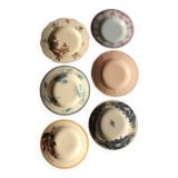 6 mismatched Terre de Fer soup plates from Digoin Sarreguemines