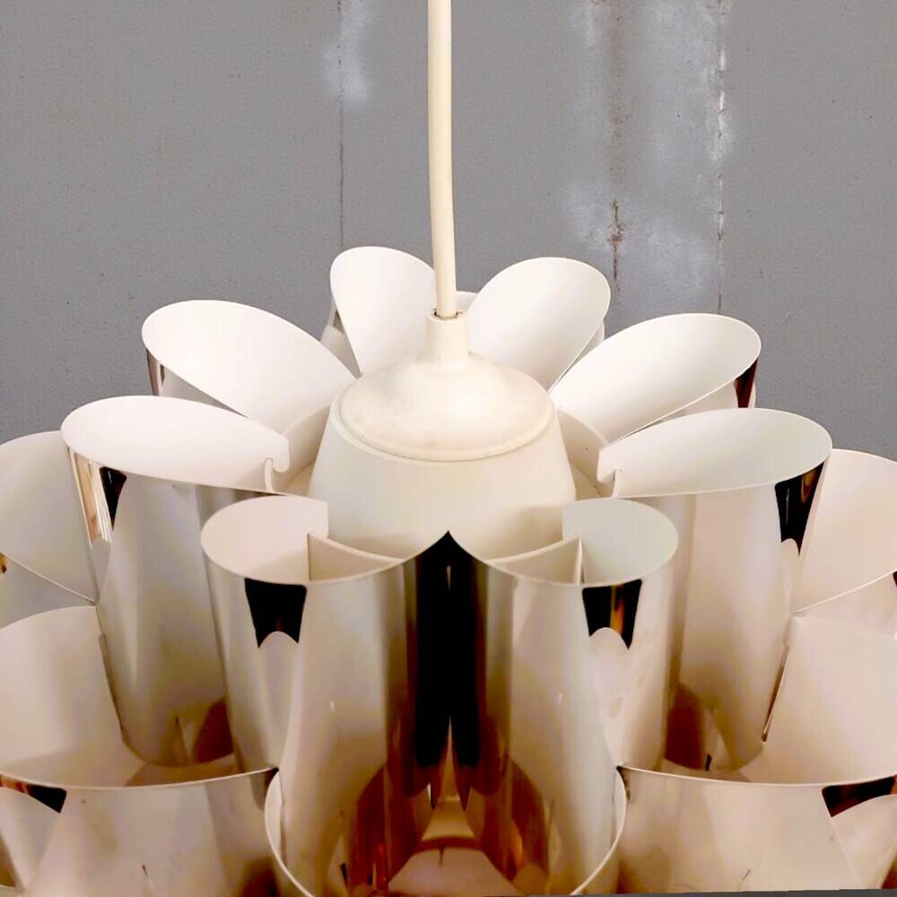 Mid Ventury Modern silver Danish hanging lamp