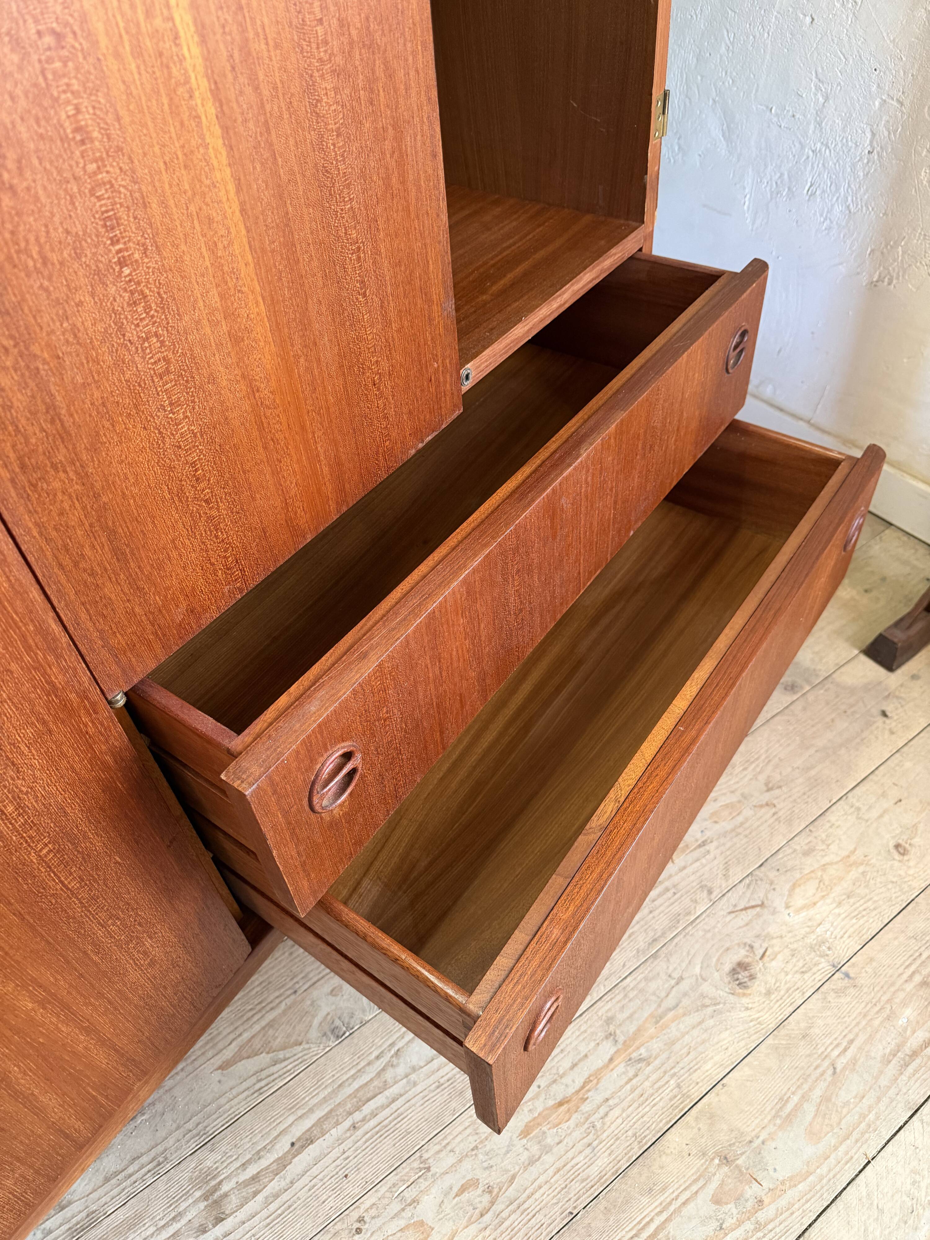 Vintage Scandinavian wardrobe in teak
