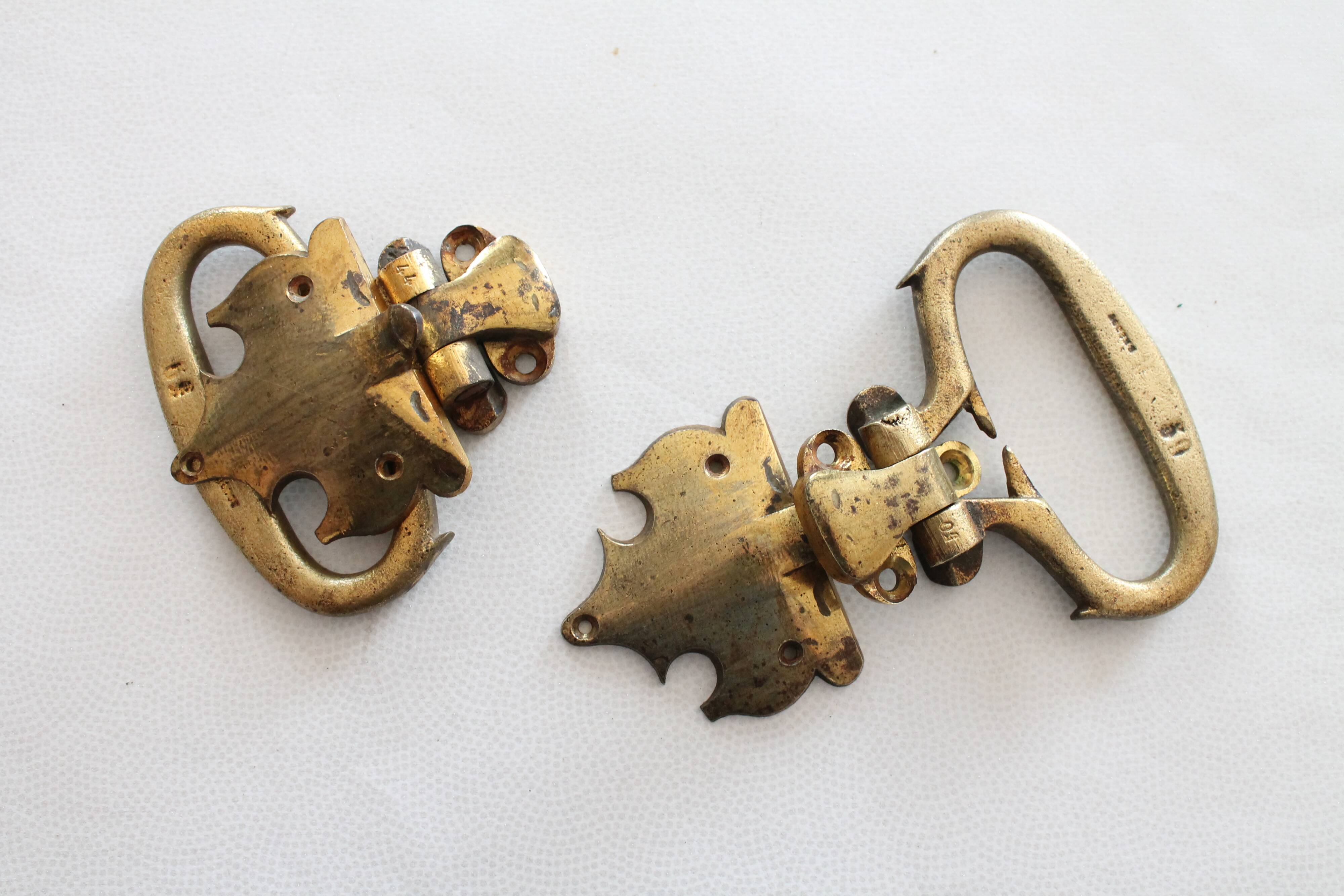 Large antique piano handles, old bronze, hardware.