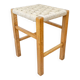 Tabouret bas vintage en bois avec jonc de mer