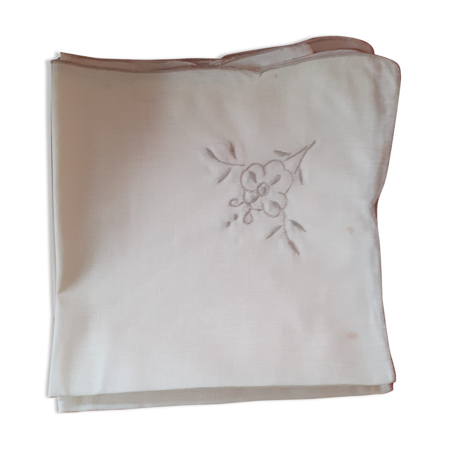 Set of 12 linen bis towels with flower embroidery