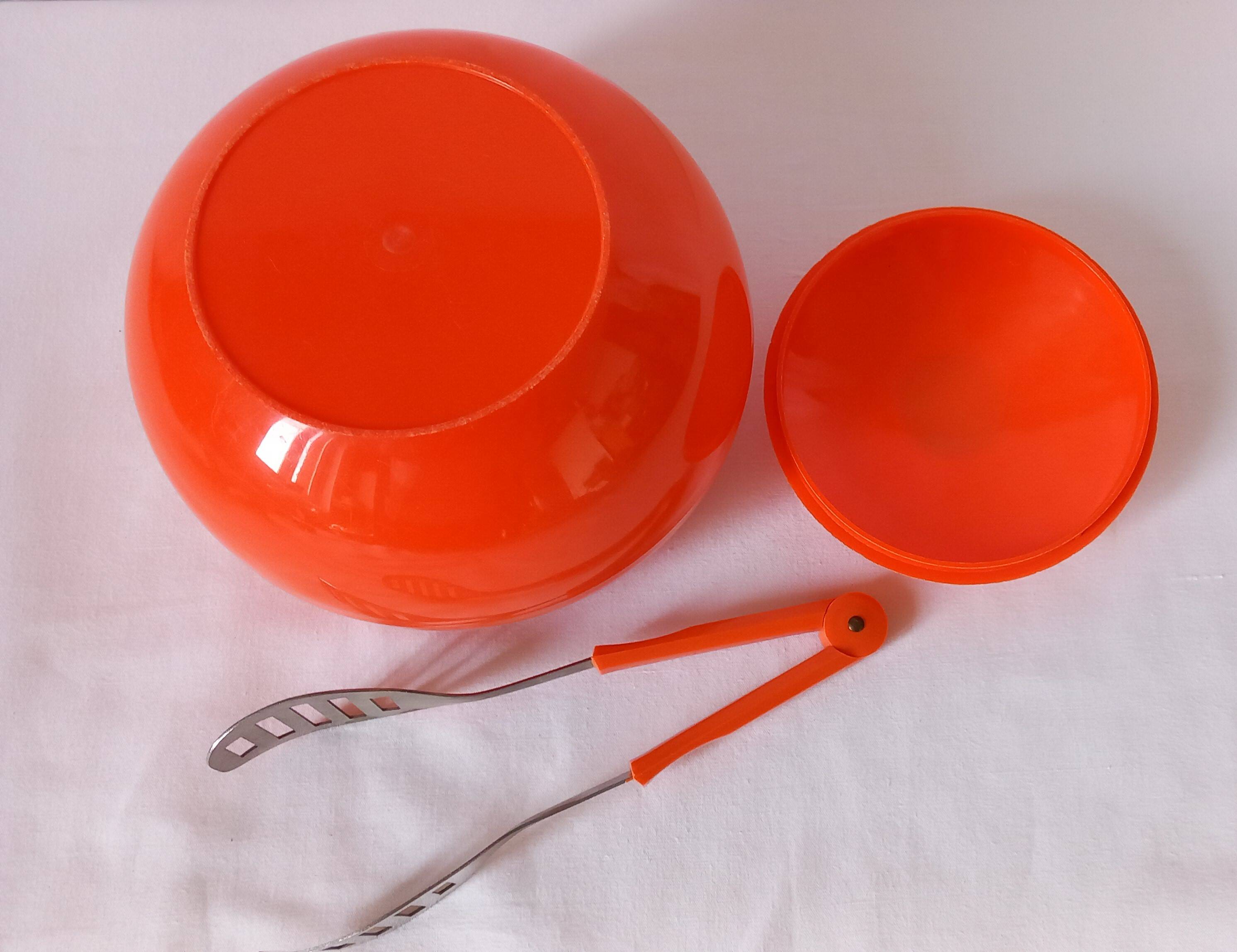 Vintage 70s orange ice bucket