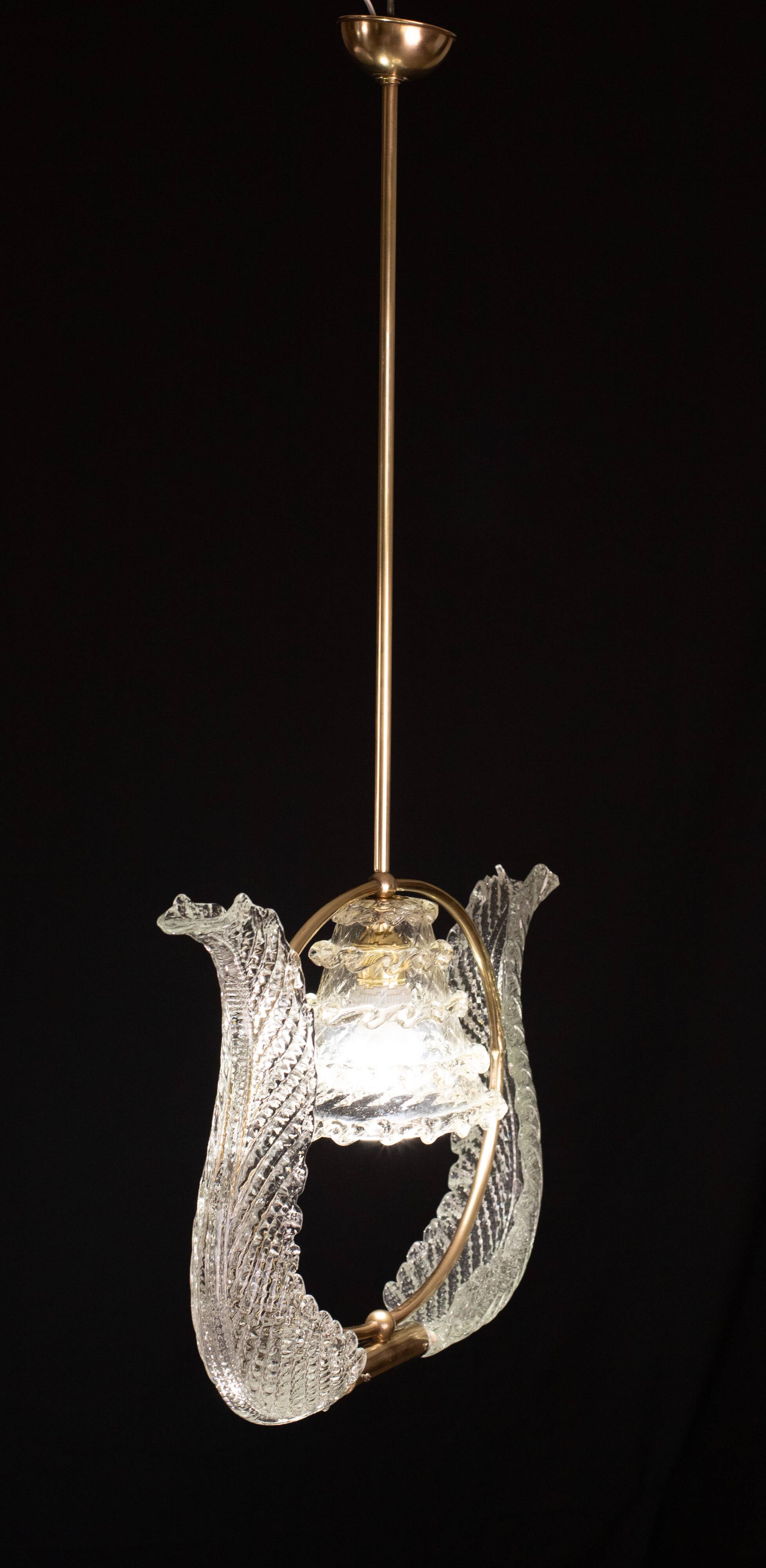 Elegant Art Decò Barovier and Toso Chandelier, 1940s