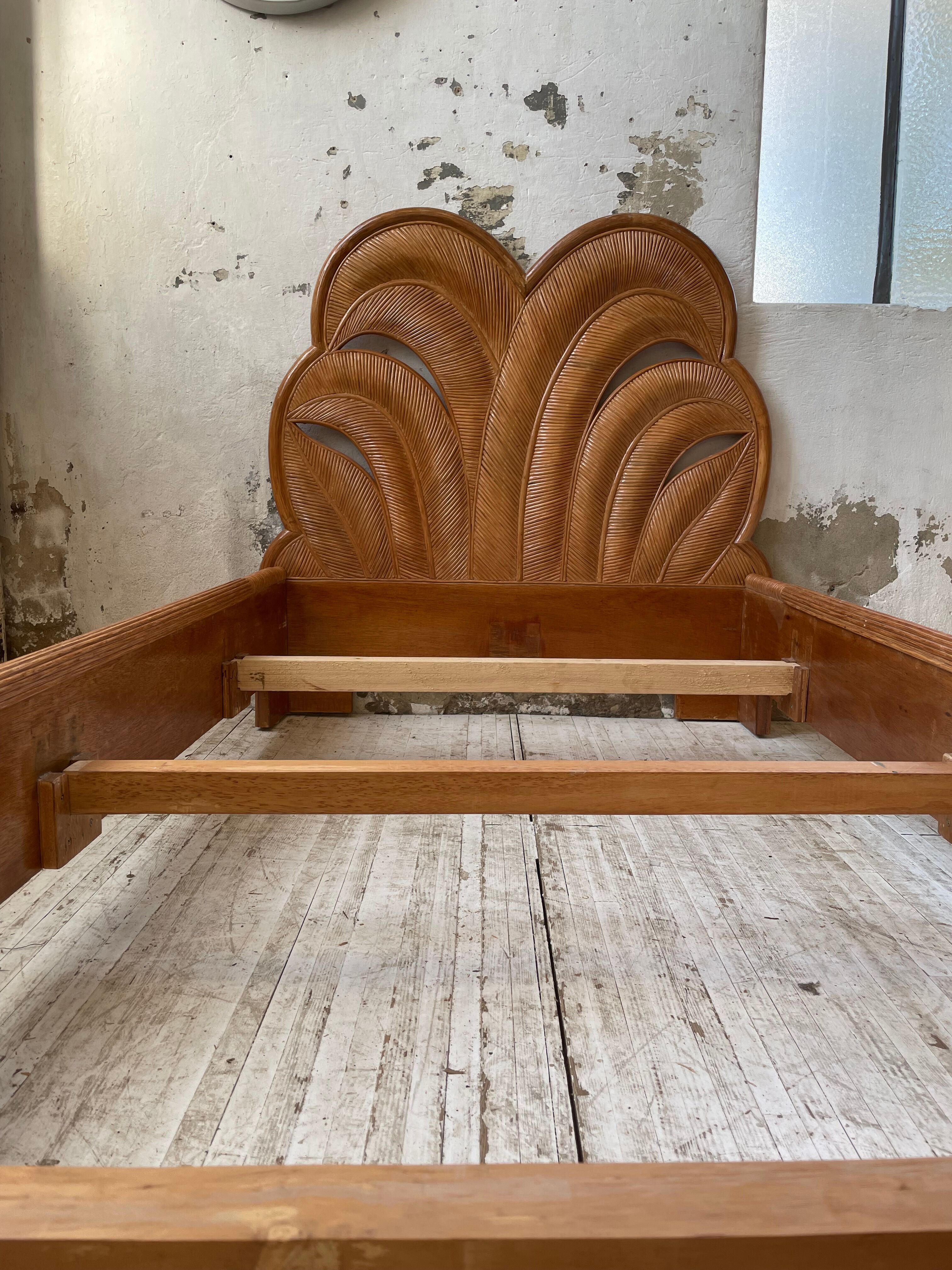 Bed 1 place "palm" wicker and rattan Vivai Del Sud