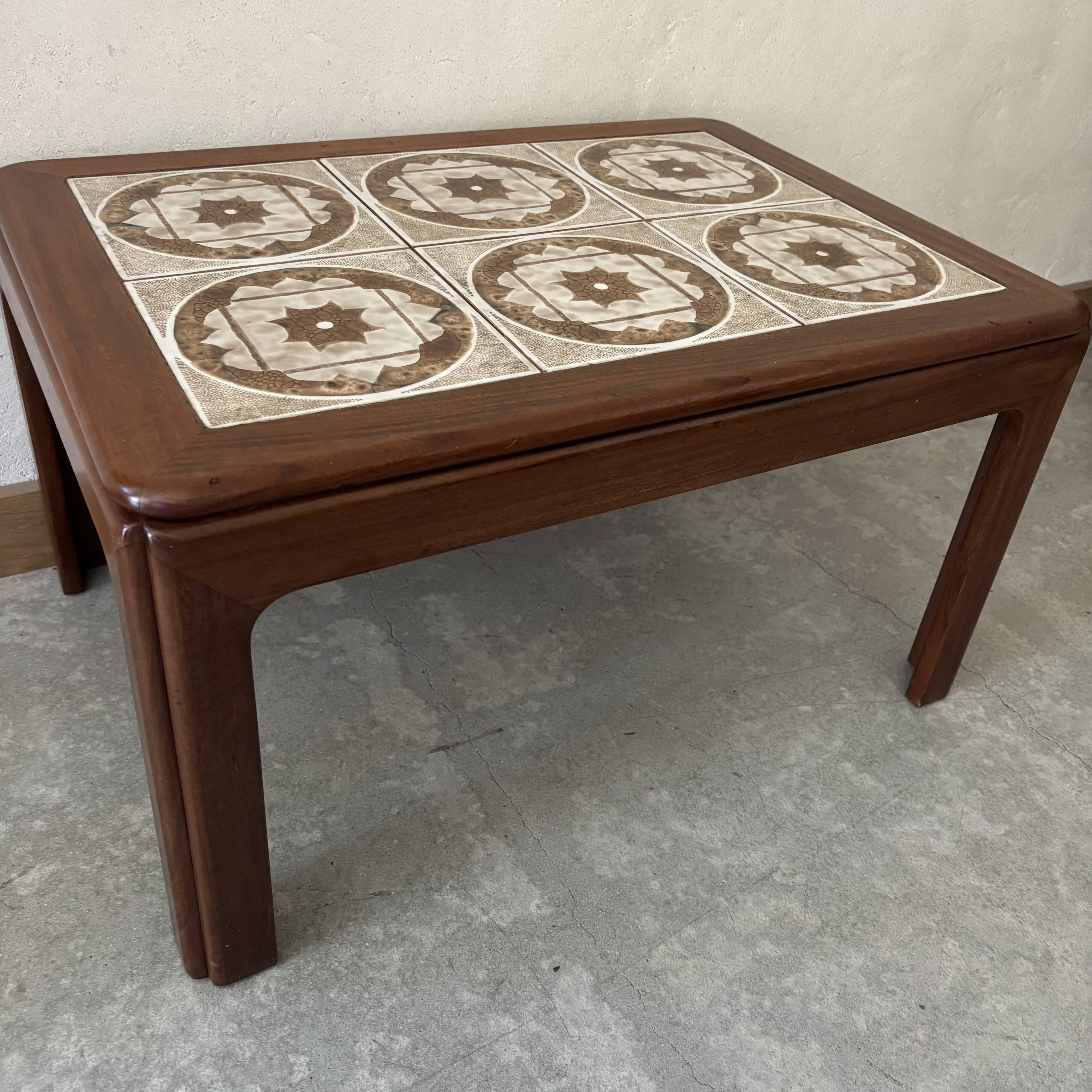 Coffee Table in Teak and Tiles